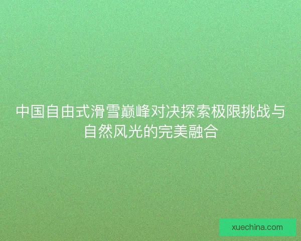 中国自由式滑雪巅峰对决探索极限挑战与自然风光的完美融合